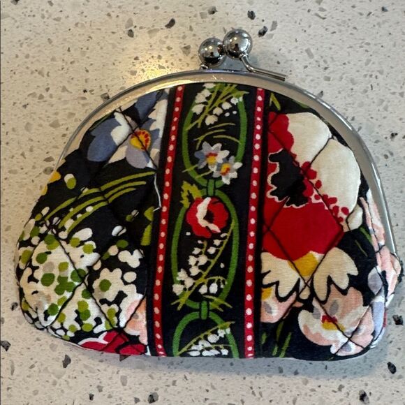 Vera Bradley Poppy Fields Cotton Quilted Double Kiss Lock Coin Purse Retired EUC - Picture 9 of 10